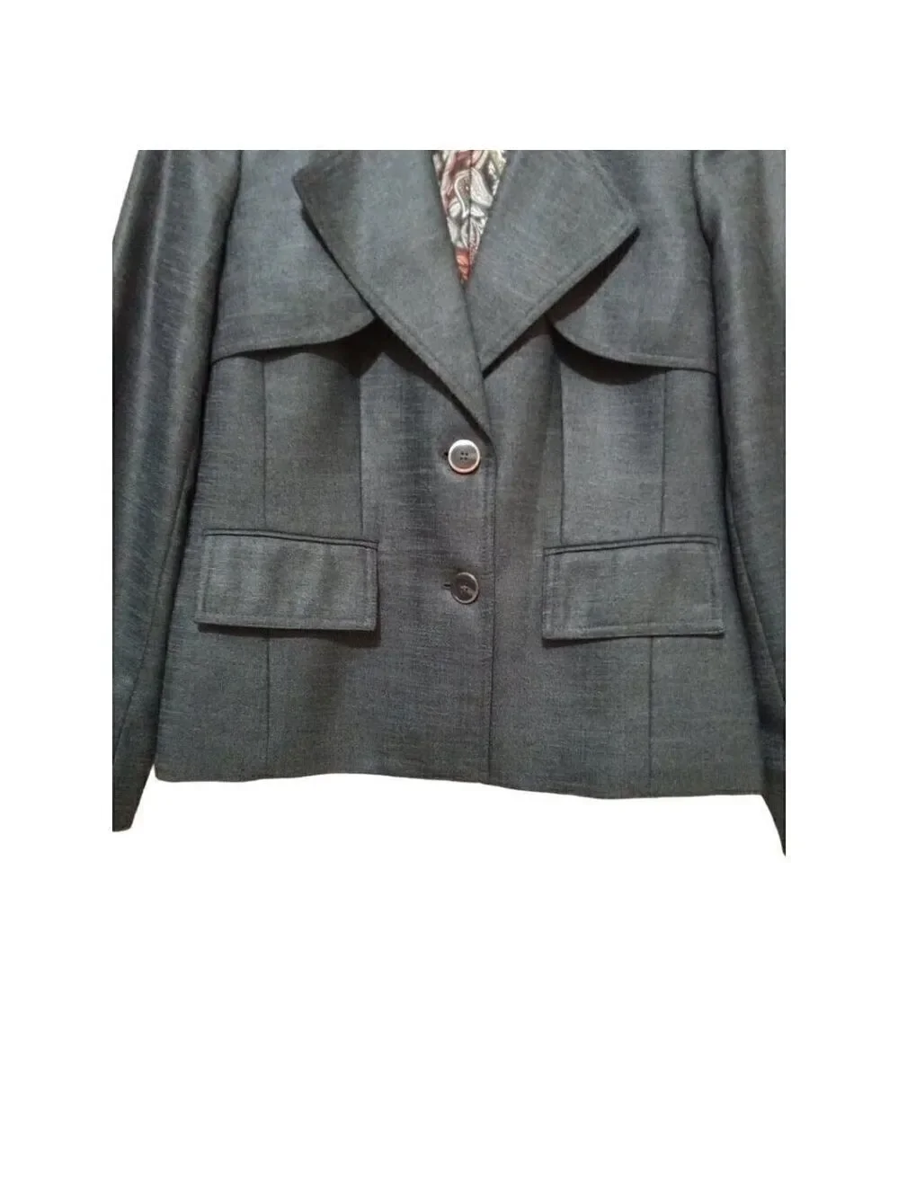 Isabel & Nina Gray Single Breasted Notch Lapel Modern Blazer Sz 8